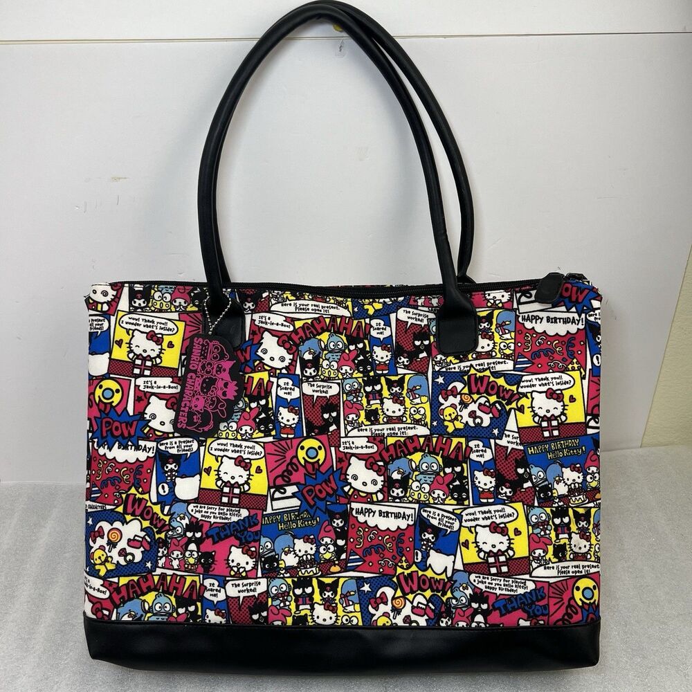 RARE Vintage Sanrio Hello Kitty Happy BD Comic Book Manga Purse Tote 17x12”